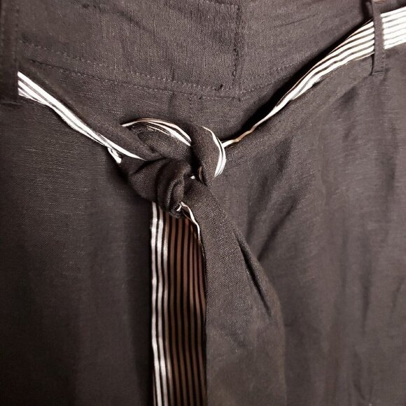 Larry Levine Womens Black Linen Blend Wide Leg Capri Pants 12 - Picture 4 of 10